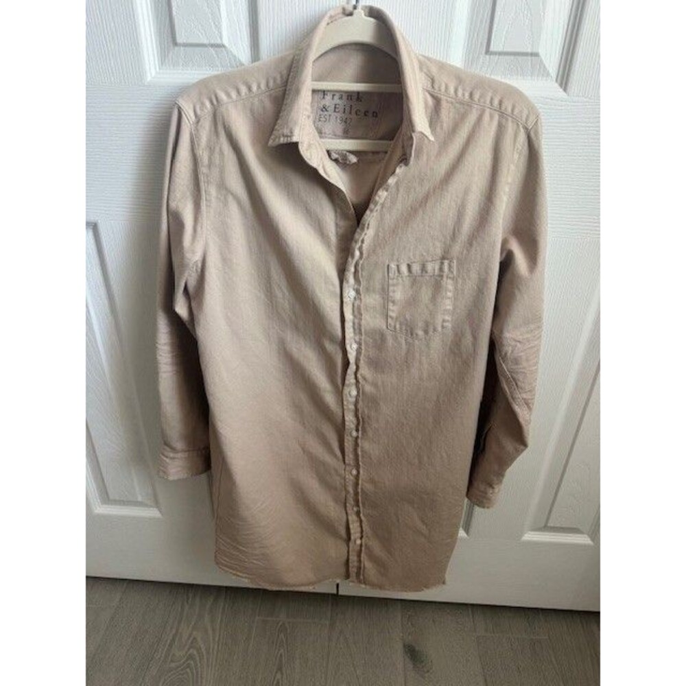 Frank & Eileen Mary Classic Shirtdress Sand Beige Cotton Size Medium Mini Length
